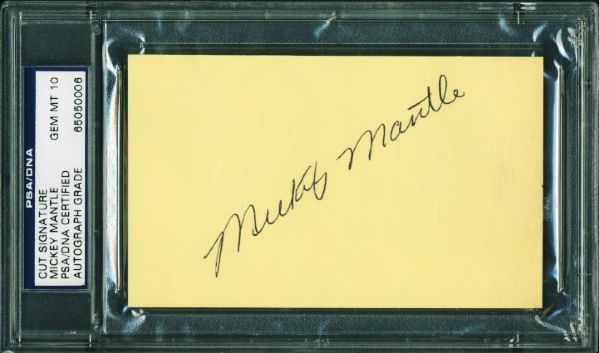Mickey Mantle RARE c.1951-52 Rookie Era Signed 3" x 5" Index Card - PSA/DNA Graded GEM MINT 10!