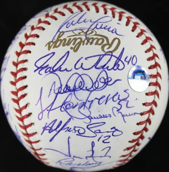 2003 NY Yankees (AL Champs) Team Signed World Series Baseball (26 Sigs)(MLB)