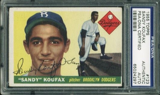 Sandy Koufax Signed 1955 Topps Rookie Card (PSA/DNA Encapsulated)