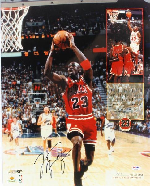 Michael Jordan Signed 16" x 20" Color Photo f. 97 NBA Finals (PSA/DNA)