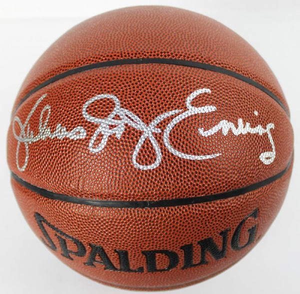 Julius Erving Signed Spalding NBA I/O Composite Model Basketball - PSA Graded GEM MINT 10!