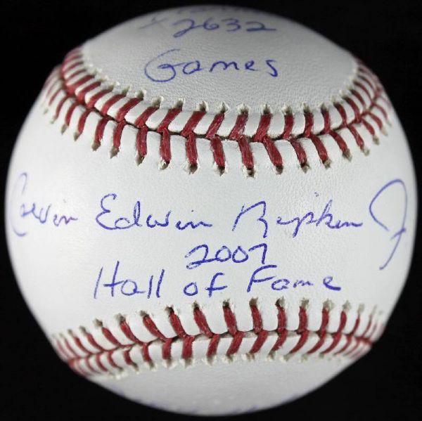 Cal Ripken Jr. Rare Signed "Stat" Baseball with "Calvin Edwin Ripken Jr." Full Name Sig! (JSA)
