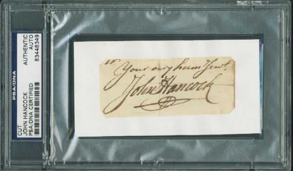 John Hancock Superb Signature Slip (PSA/DNA Encapsulated)