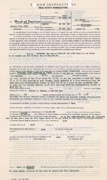 Walt Disney Beautifully Signed 1961 Escrow Document (PSA/DNA)