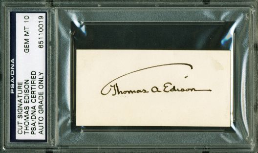 Thomas Edison Signed Personal Calling Card - PSA/DNA Graded GEM MINT 10!