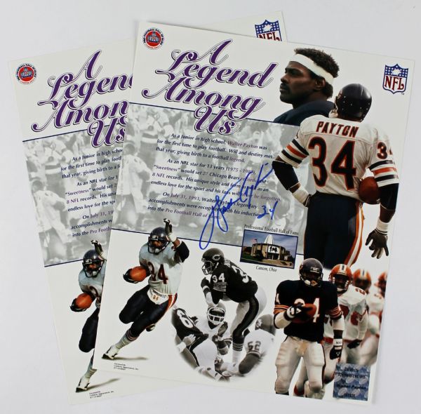 Walter Payton Lot of Two (2) Signed 8" x 10" Color Photos (Payton Holograms)