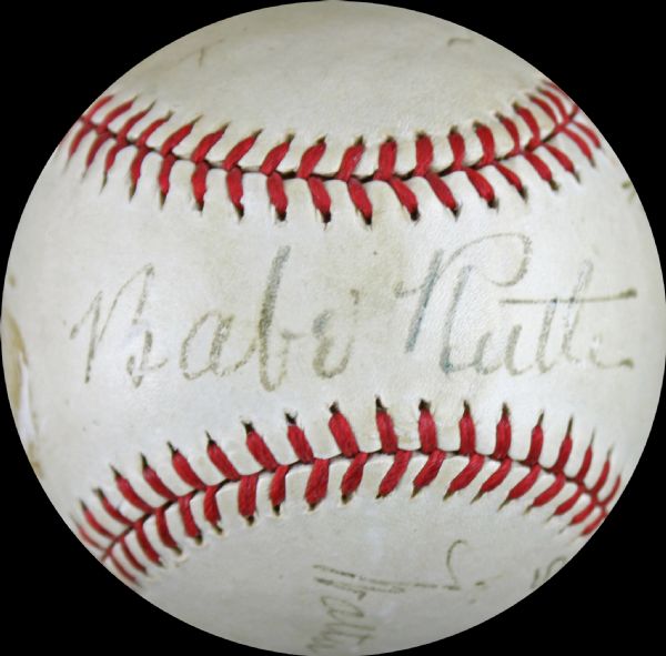 Babe Ruth Signed "Pride Of The Yankees" OAL Baseball w/Cooper, Herman, etc. (PSA/DNA)