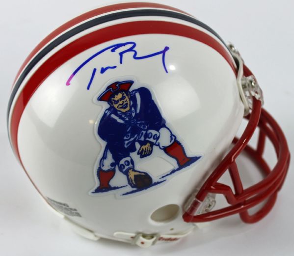 Tom Brady Signed Patriots Mini-Helmet (Mounted Memories)