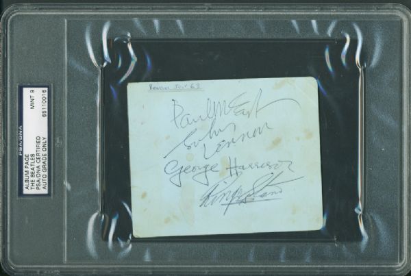The Beatles Exceptionally Fine Group Signed Album Page - PSA/DNA Graded MINT 9