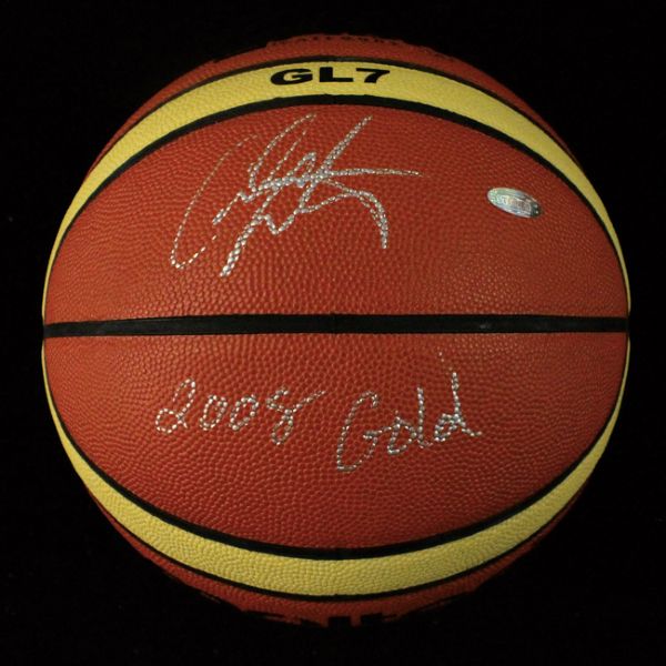 Carmelo Anthony Signed & Inscribed "2008 Gold" Olympic Basketball (Steiner)