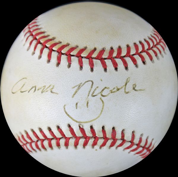 Anna Nicole Smith Signed OAL Baseball, Only Known Example! (PSA/DNA)
