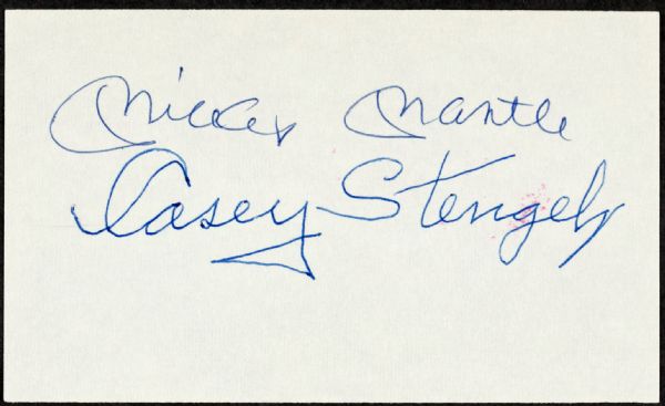 Mickey Mantle & Casey Stengel Duel Signed Index Card (PSA/DNA)