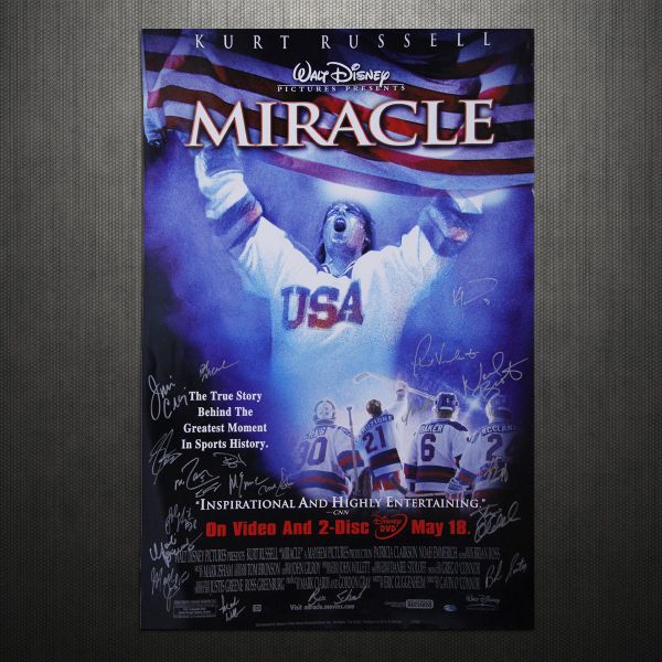 1980 USA Hockey Multi Signed 26x40 Miracle Poster (20 Sigs)(Steiner LOA)