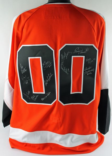 Broad-Street-Bullies Signed Mitchell & Ness Flyers Jersey w/ 12 Signatures (PSA/DNA)