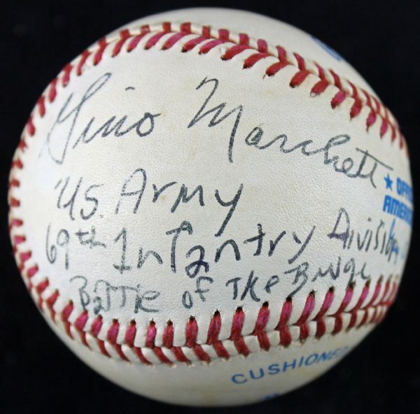 Gino Marchetti Signed "Battle of The Buldge" OAL Baseball (PSA/DNA)