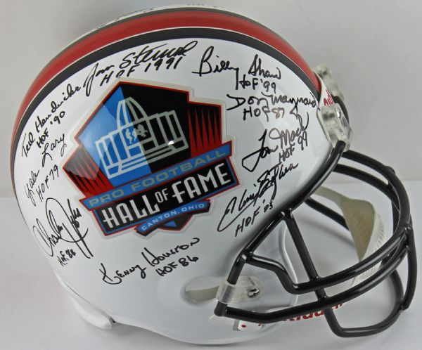 NFL HOF Legends Signed Full-Sized Helmet w/16 Sigs Jones, Maynard, Hendricks Ect (PSA/DNA)