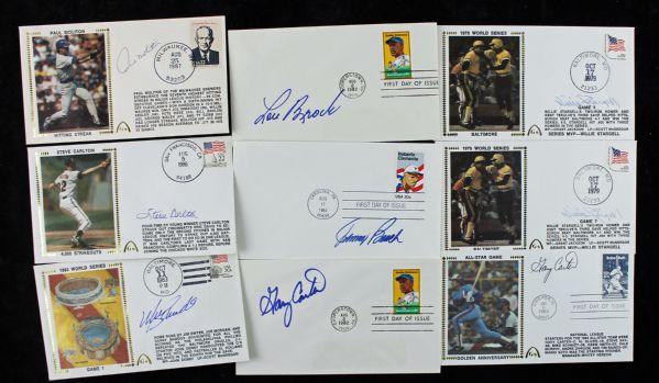 Lot of 14 Baseball Hall of Famers Signed Postcards w/Drysdale, Stargell, Hunter, etc. (PSA/DNA)