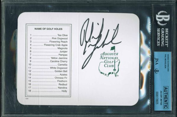 Phil Mickelson Signed Augusta National Golf Club Scorecard (JSA Encapsulated)