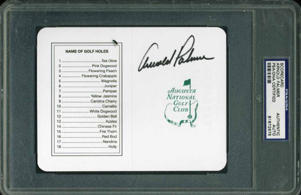 Arnold Palmer Signed Augusta National Scorecard (PSA/DNA Encapsulated)