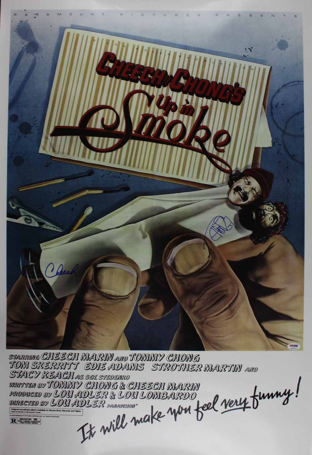 Lot Detail Cheech Chong Signed Up In Smoke Full Size Movie Poster Psa Dna