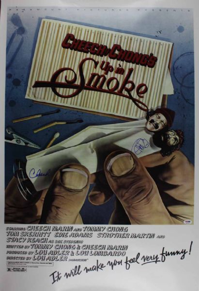 Cheech & Chong Signed "Up In Smoke" Full Size Movie Poster (PSA/DNA)
