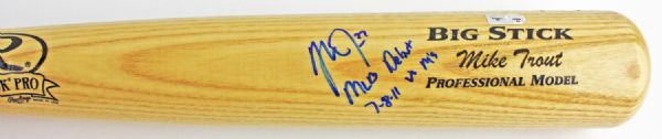 Mike Trout Signed Big Stick Bat with "MLB Debut 7-8-11 vs. Ms" Inscription (MLB Hologram)