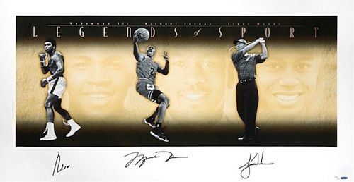 Muhammad Ali, Michael Jordan & Tiger Woods Signed Limited Edition Display (Upper Deck)