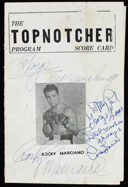 Rocky Marciano & Carmen Basilio Signed "Topnotcher" Boxing Program (JSA)