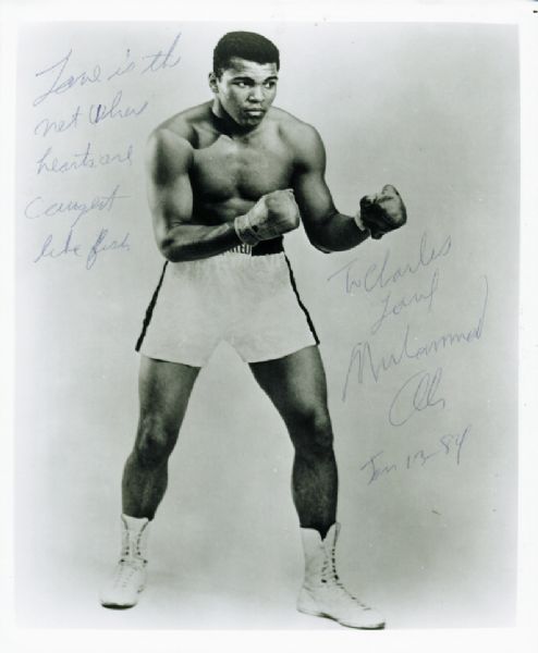 Muhammad Ali Signed 8x10 Photo with Unique Philosophical Inscription (PSA/DNA)