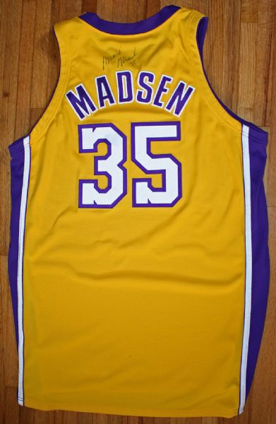 2001-02 Mark Madsen Game Worn LA Lakers Jersey with 9/11 Commemorative Patch (DC Sports)