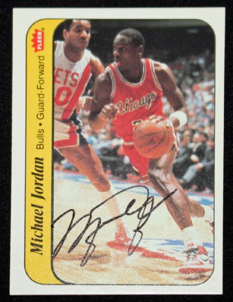 1986 Fleer Michael Jordan Signed Rookie Sticker Card (UDA)