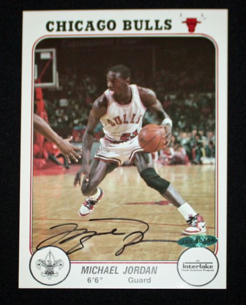 Michael Jordan Signed RARE 1985 Interlake Bulls 5x7 Oversized Rookie (UDA)