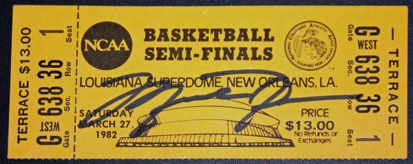 Michael Jordan RARE Signed 1982 NCAA Semi-Finals Game Ticket from Final Four (Year of "The Shot") (UDA)