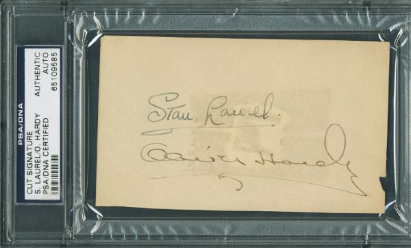 Stan Laurel & Oliver Hardy Vintage Dual Signed Sheet (PSA/DNA Encapsulated)