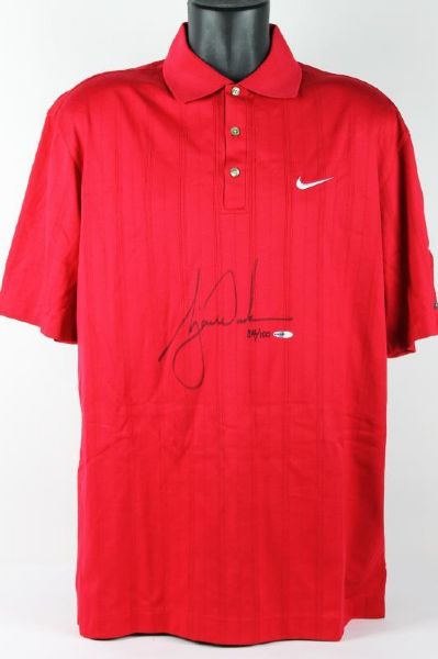 Tiger Woods Signed Nike Sunday Red Golf Shirt (2008 US Open Design)(UDA)