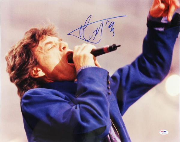 Rolling Stones: Mick Jagger Rare In-Person Signed 16" x 20" Color Photo (PSA/DNA)