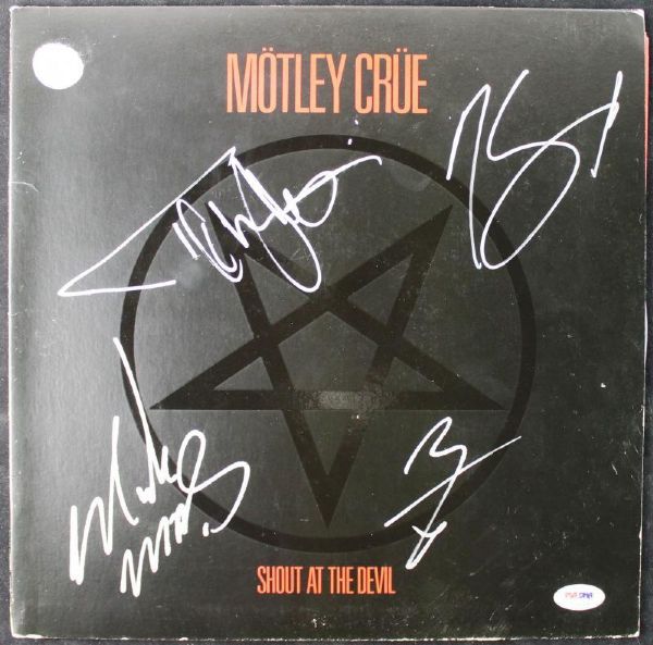 Motley Crue Group Signed "Shout at the Devil" Album Cover w/ Vinyl (PSA/DNA)