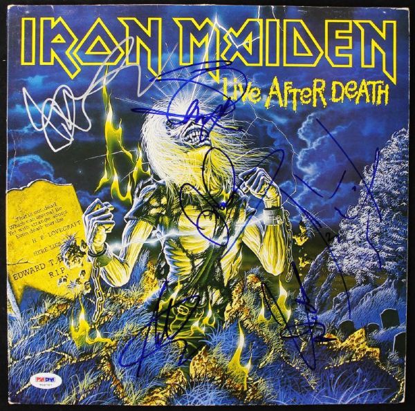 Iron Maiden Rare Group Signed "Live After Death" Record Album (PSA/DNA)