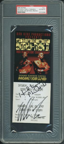 Mike Tyson & Evander Holyfield RARE Signed "Tyson-Holyfield II" Fight Ticket (PSA/DNA)