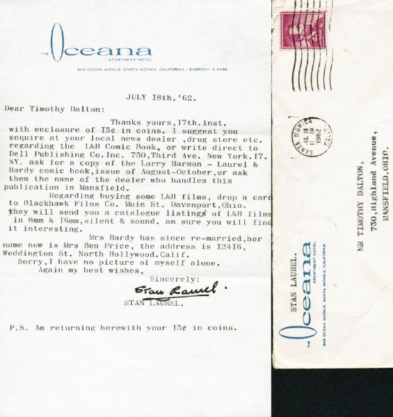 Stan Laurel Signed Letter with "Laurel & Hardy" Content (PSA/DNA)