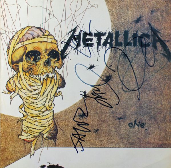 Metallica Group Signed "One" Single Record Album Cover (Epperson/REAL)