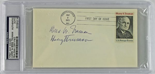 Harry & Bess Truman Signed Commemorative First Day Cover (PSA/DNA Encapsulated)