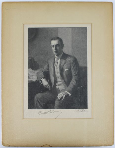Woodrow Wilson Signed 9" x 12" Portrait Engraving (PSA/DNA)