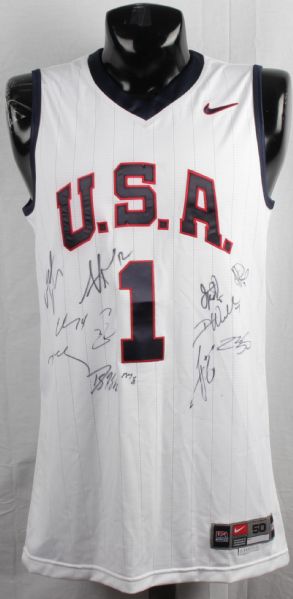 2008 Summer Olympics Team Signed Basketball Jersey w/ Kobe, James, Wade, Anthony, Kidd, Bosh, Howard & Others (JSA)