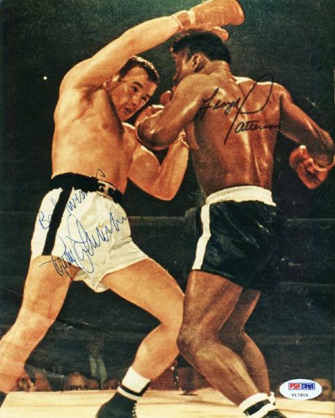 Floyd Patterson & Ingemar Johansson Dual Signed 8" x 10" Color Photo (PSA/DNA)