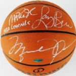 Michael Jordan, Larry Bird & Magic Johnson Signed "NBA Legends" Spalding NBA Game Model Leather Basketball (UDA, PSA/DNA & Bird Holo)