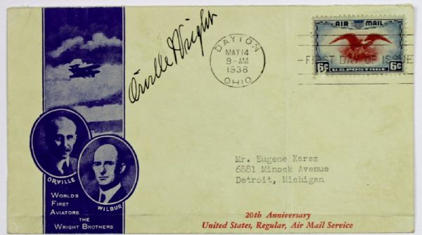 Orville Wright Signed First Day Cover Postcard (PSA/DNA)