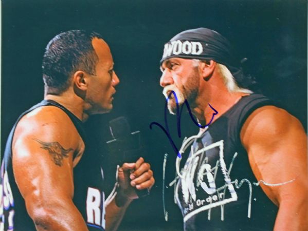 Hulk Hogan & The Rock Signed 8" x 10" Photo (PSA/DNA)