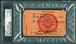 Harry Houdini Rare & Desirable Signed Society of Magicians Membership Card (PSA/DNA Encapsulated)