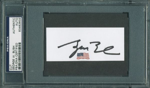 President George W. Bush Signed Sheet (PSA/DNA Encapsulated)